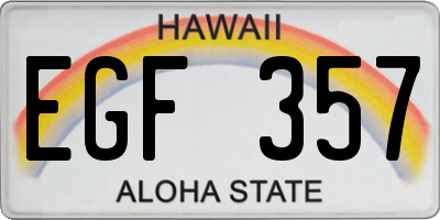 HI license plate EGF357
