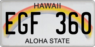 HI license plate EGF360