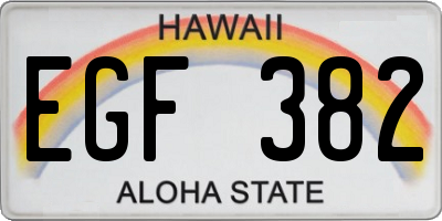 HI license plate EGF382