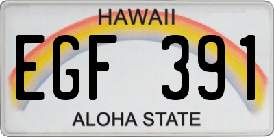 HI license plate EGF391