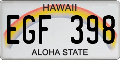 HI license plate EGF398