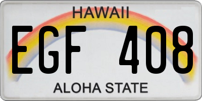 HI license plate EGF408