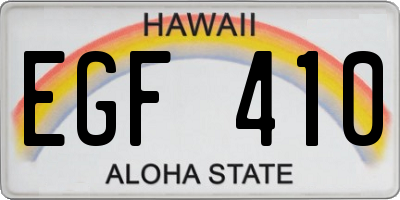 HI license plate EGF410