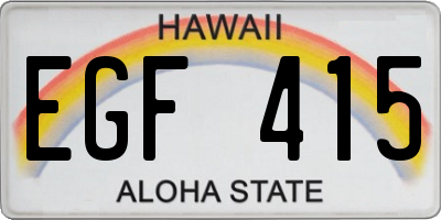 HI license plate EGF415