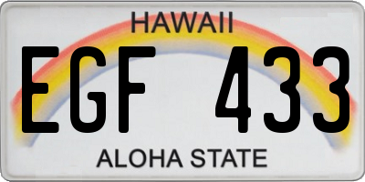HI license plate EGF433
