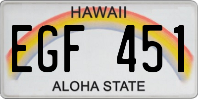 HI license plate EGF451