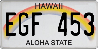 HI license plate EGF453
