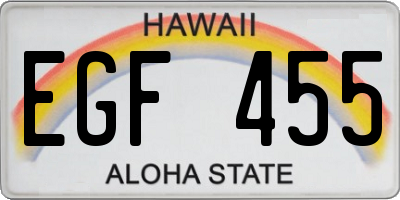 HI license plate EGF455