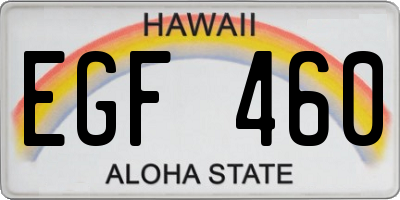 HI license plate EGF460