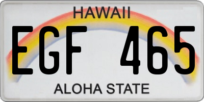 HI license plate EGF465