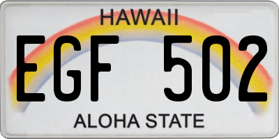 HI license plate EGF502