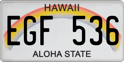 HI license plate EGF536