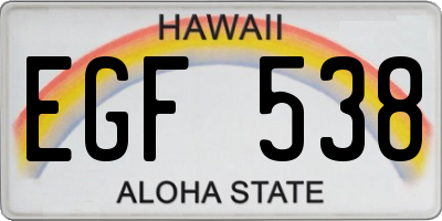 HI license plate EGF538