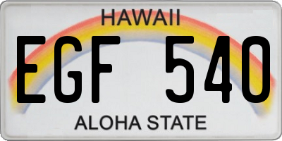 HI license plate EGF540