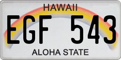 HI license plate EGF543
