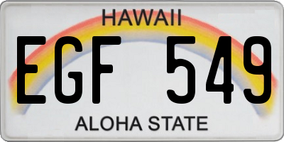 HI license plate EGF549