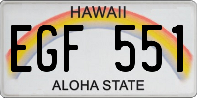 HI license plate EGF551