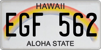 HI license plate EGF562