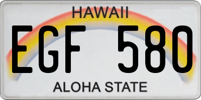 HI license plate EGF580