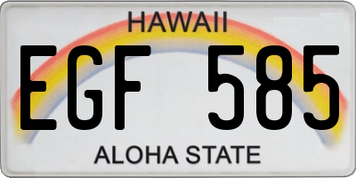 HI license plate EGF585