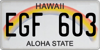 HI license plate EGF603
