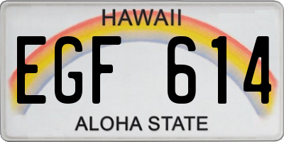 HI license plate EGF614