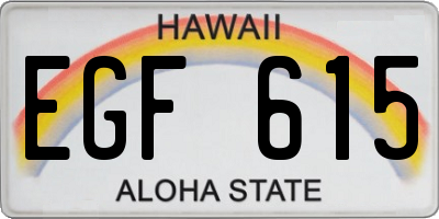 HI license plate EGF615
