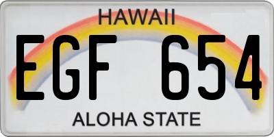 HI license plate EGF654