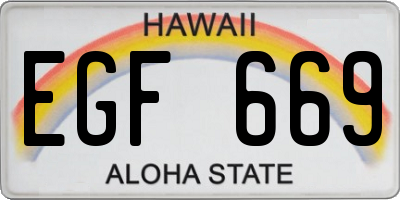 HI license plate EGF669