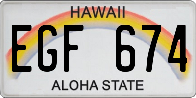 HI license plate EGF674