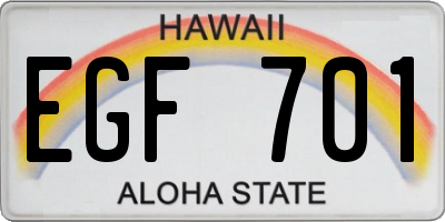 HI license plate EGF701
