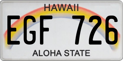HI license plate EGF726