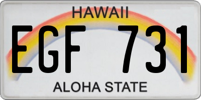 HI license plate EGF731