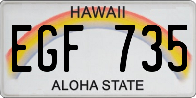 HI license plate EGF735