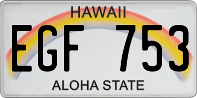 HI license plate EGF753
