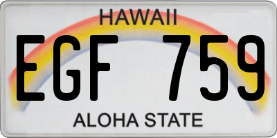 HI license plate EGF759