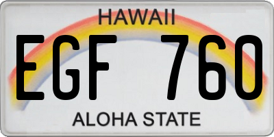 HI license plate EGF760