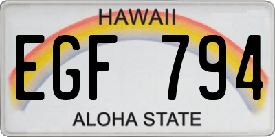 HI license plate EGF794