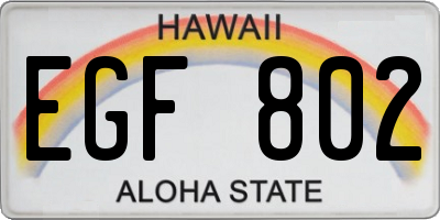 HI license plate EGF802