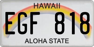 HI license plate EGF818
