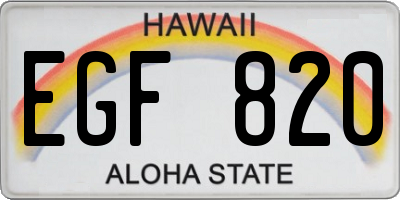 HI license plate EGF820