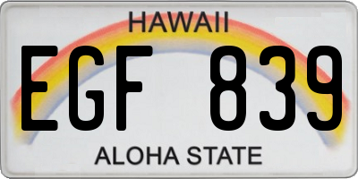 HI license plate EGF839