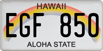 HI license plate EGF850