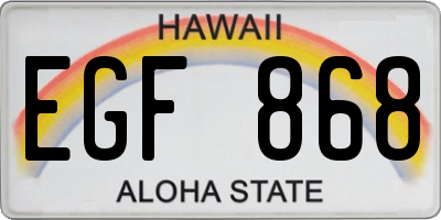 HI license plate EGF868