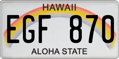 HI license plate EGF870