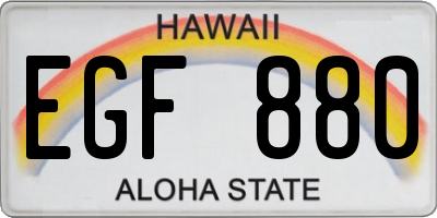 HI license plate EGF880