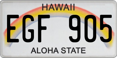 HI license plate EGF905