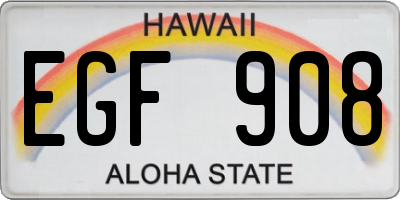HI license plate EGF908