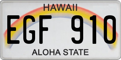 HI license plate EGF910