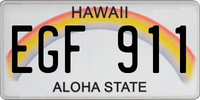 HI license plate EGF911